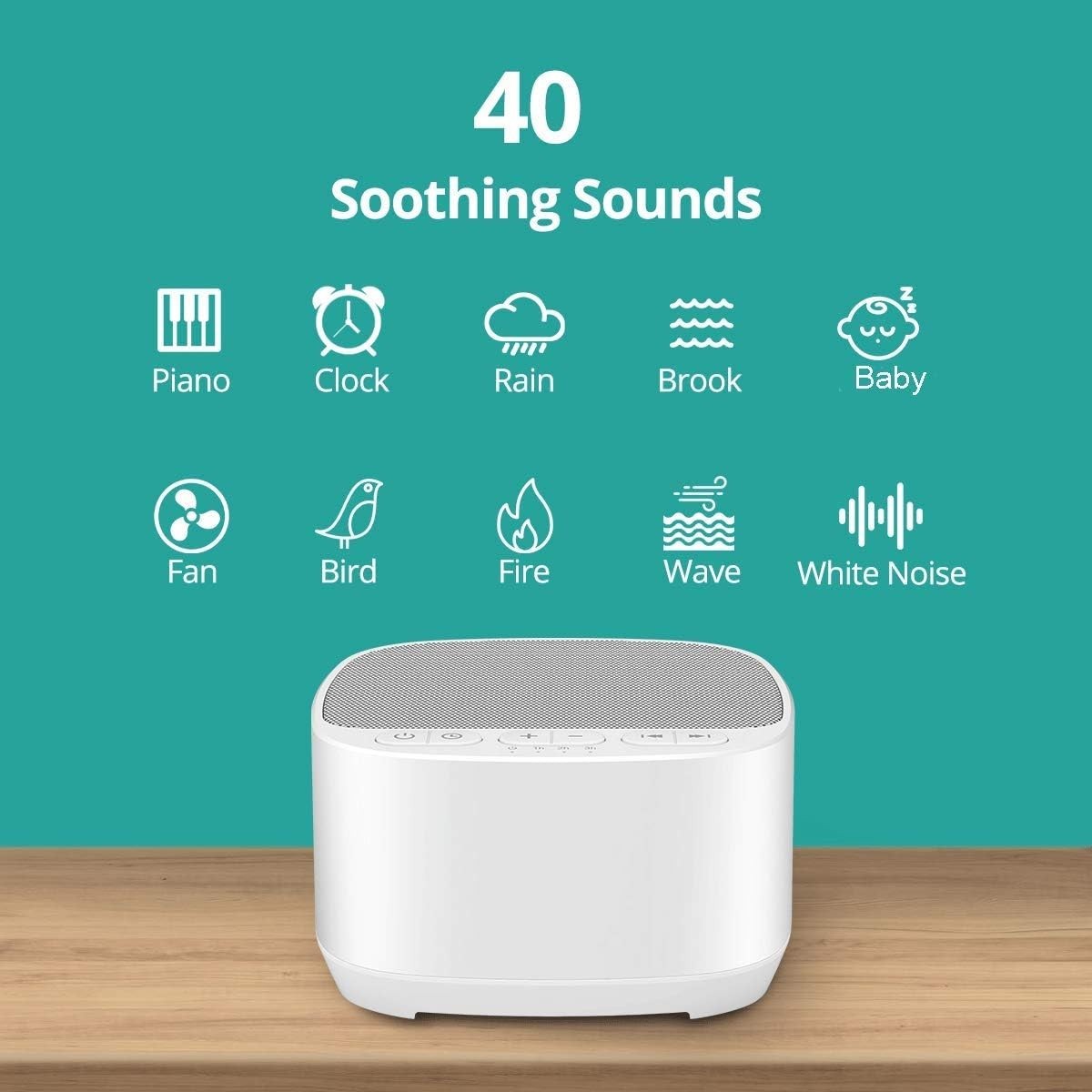 White Noise Sound Machine Baby Sleep Aid 40 Sounds Timer USB Home