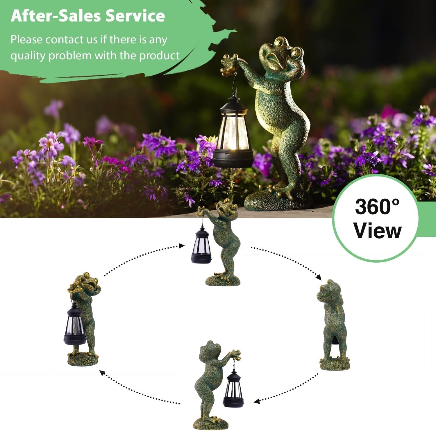 Solar Frog Garden Ornament with Lantern | Outdoor LED Statue Patio Lawn Decor