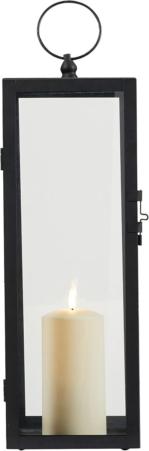 2 Pack Black Metal LED Candle Lanterns Outdoor