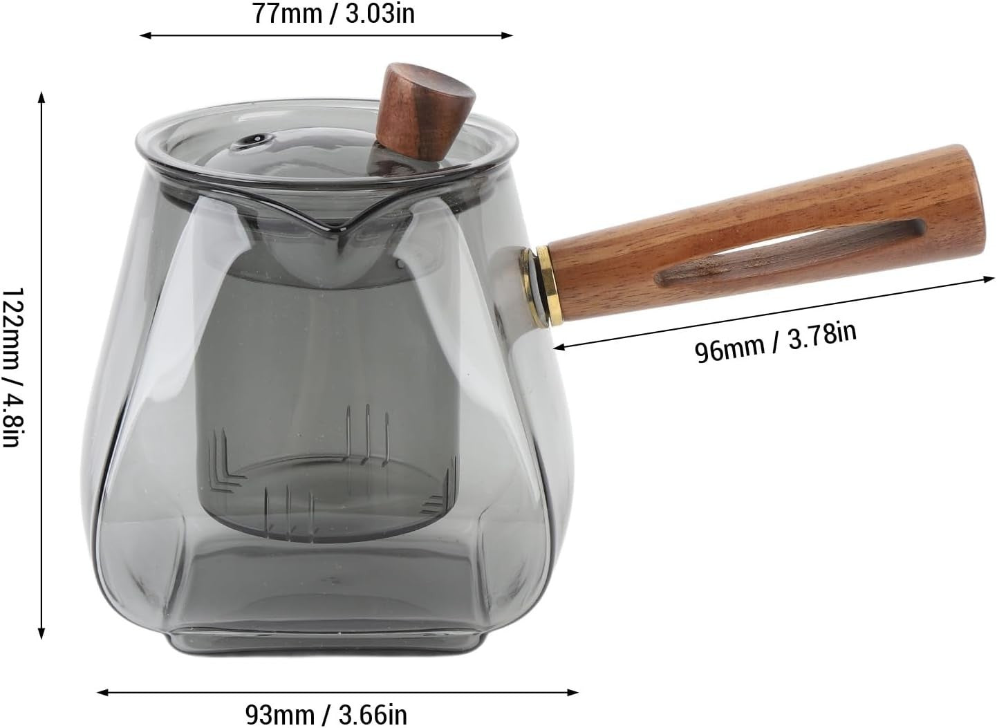 500ml Borosilicate Glass Teapot with Wood Handle Tea Pot Infuser