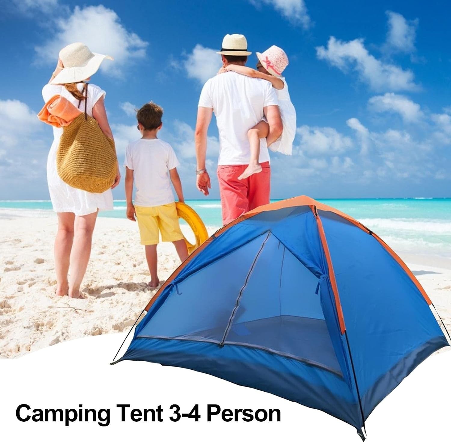 4 Person Camping Tent Waterproof Lightweight Family Dome Blue