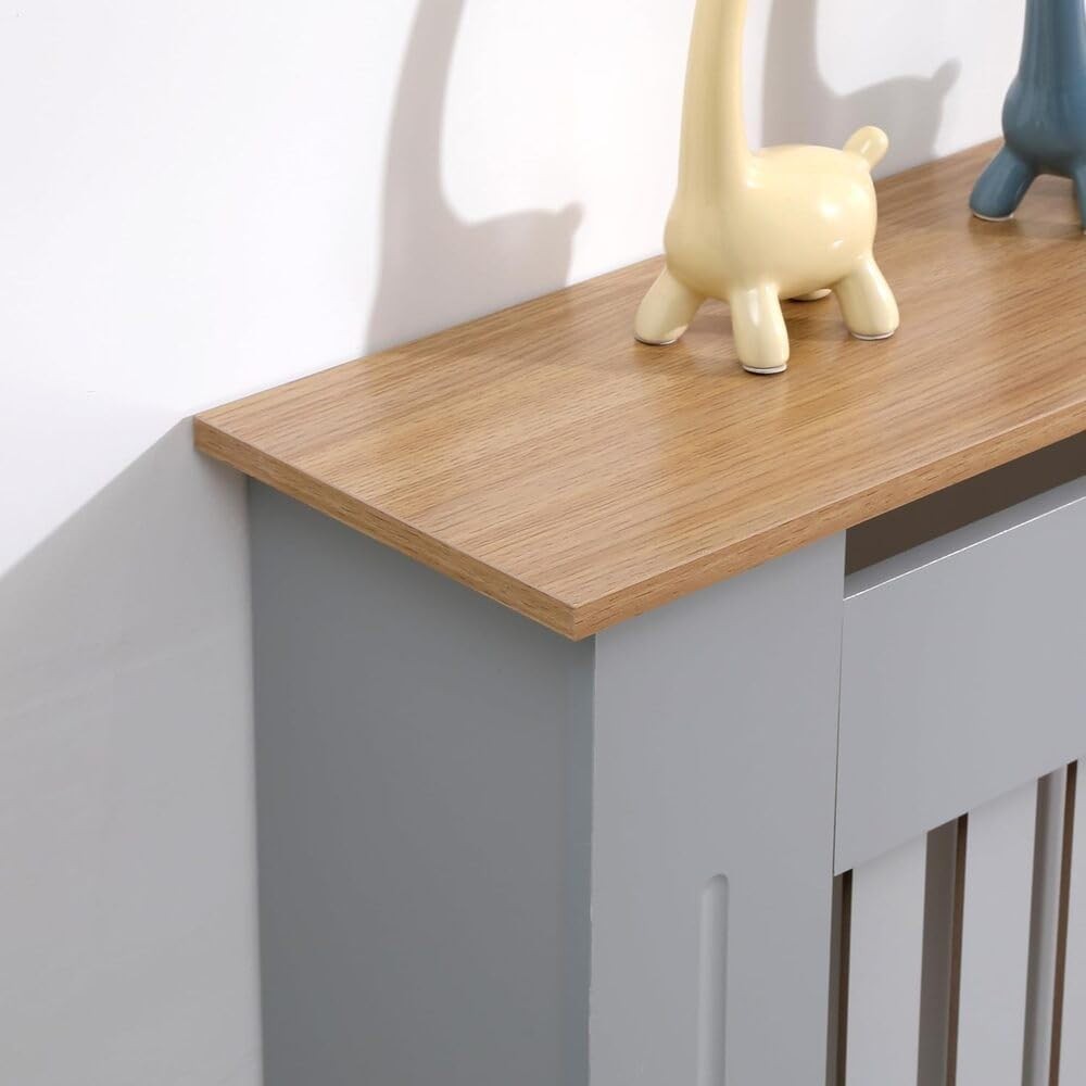 Modern Grey Radiator Cover MDF Wood Heater Cabinet Shelf W112xH82xD19cm