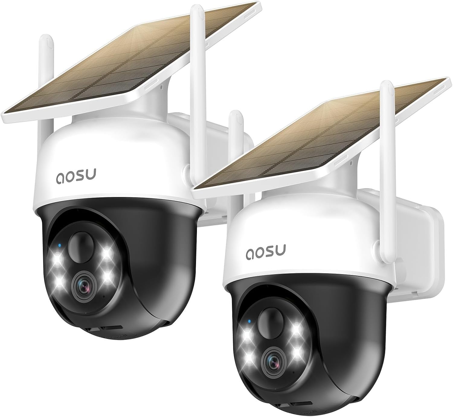 2 Pack Solar Security Cameras Wireless Outdoor 2K PTZ Auto Tracking
