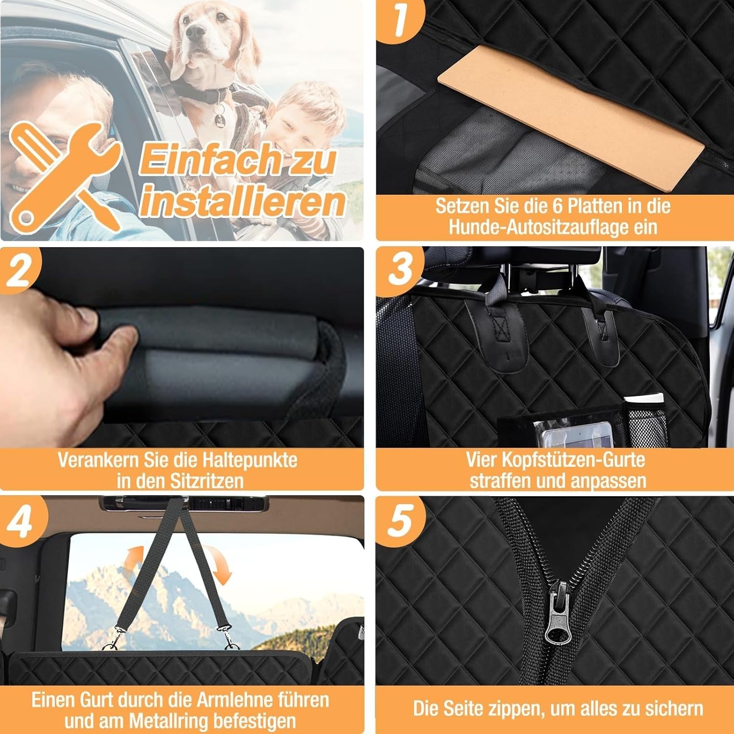 Hard Base Dog Car Seat Extender Waterproof Rear Hammock SUV Truck