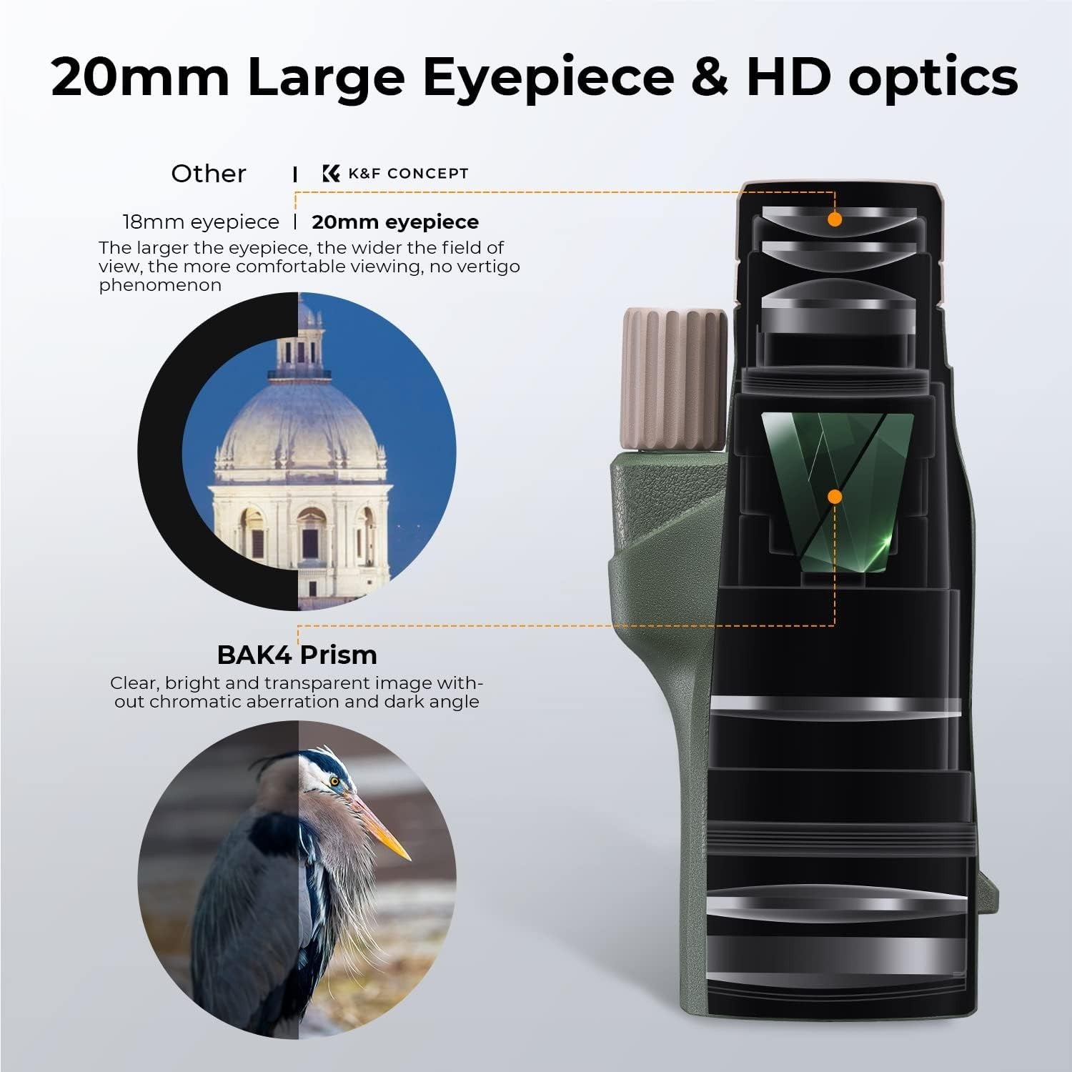 12X50 HD Monocular Waterproof BAK4 FMC Lens – Compact Outdoor Birding Scope