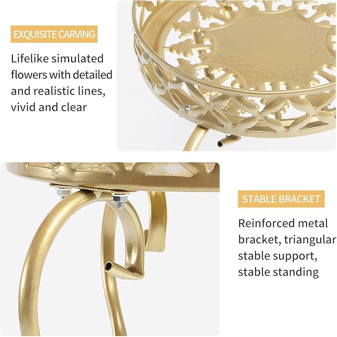Gold Metal Plant Stand Indoor Outdoor Anti-Rust Flower Pot Holder 25cm