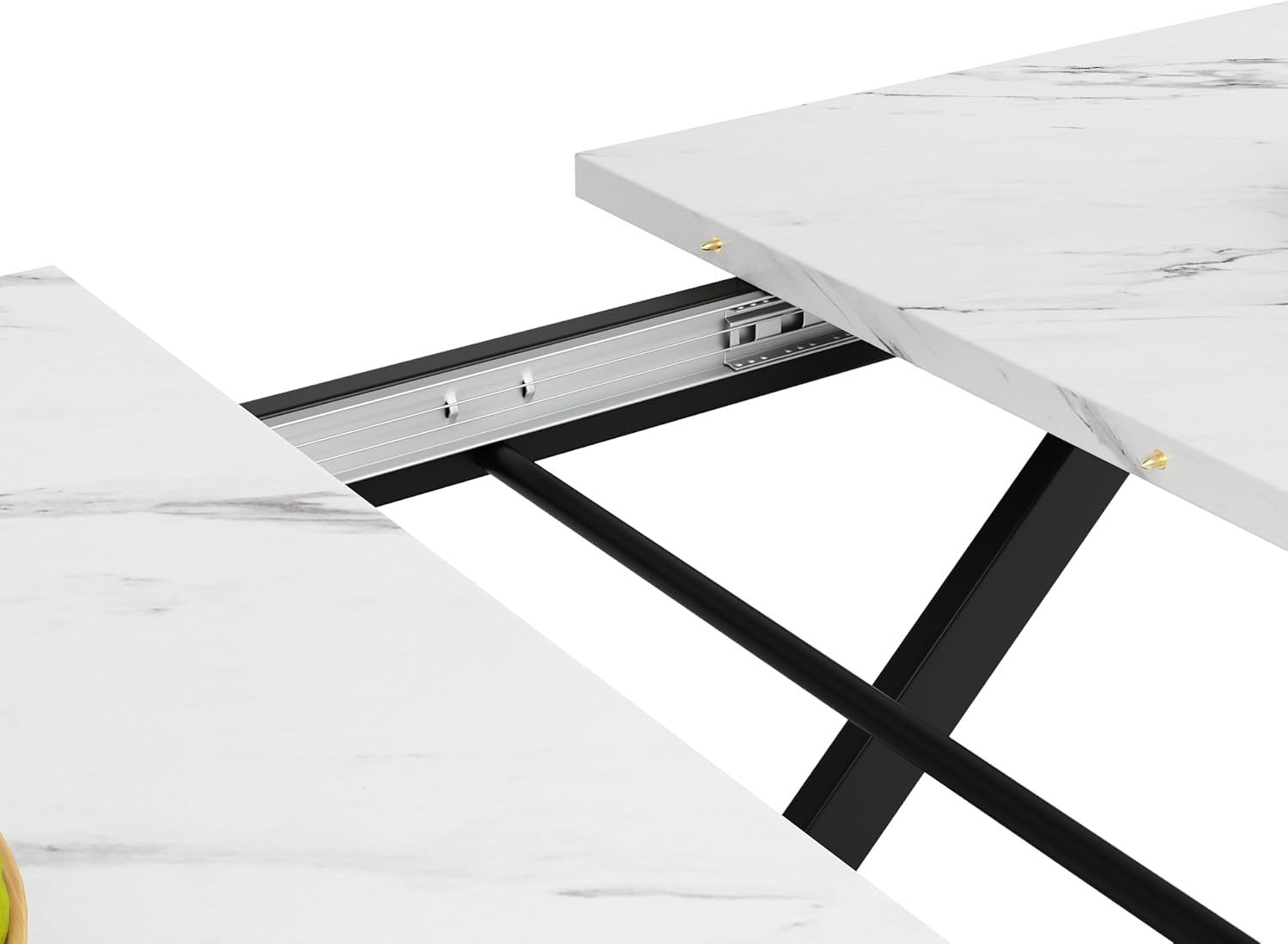 Extendable Marble Dining Table Space Saving 6 Seater Modern Iron Legs
