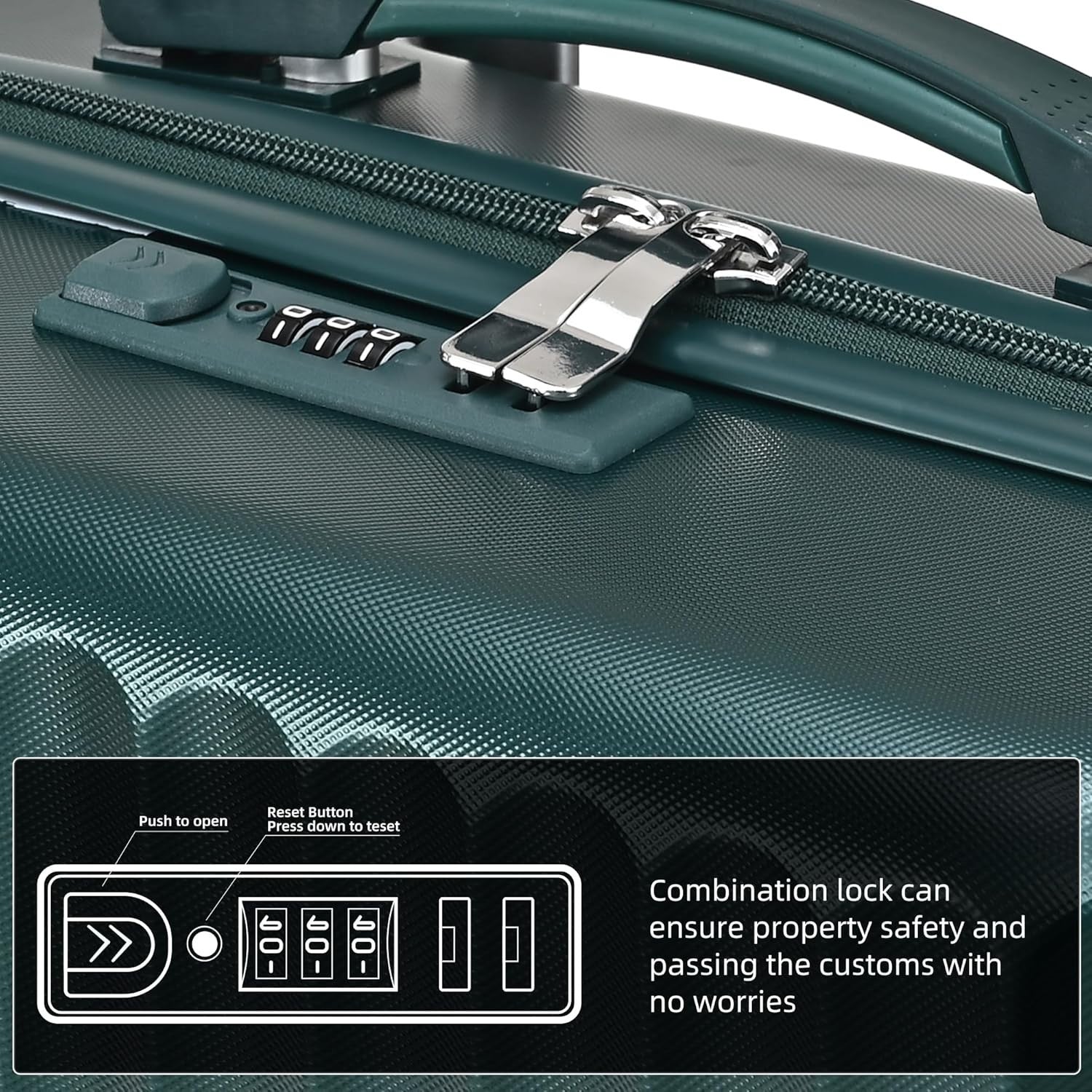24 Inch Medium Hard Shell Suitcase Lightweight PC ABS 4 Spinner Lock