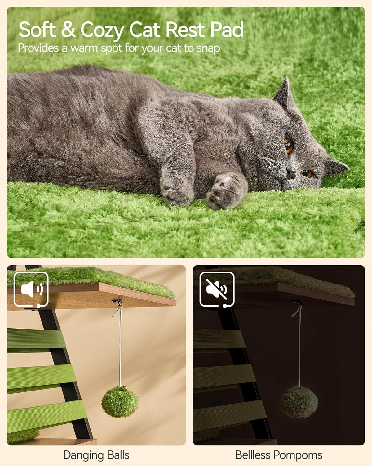 Modern Cat Tree Tower 184cm Multi Level Condo Scratcher with Ladder Perches