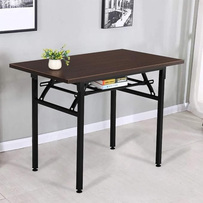 Folding Computer Desk Home Office Study Table Metal Frame Space Saving