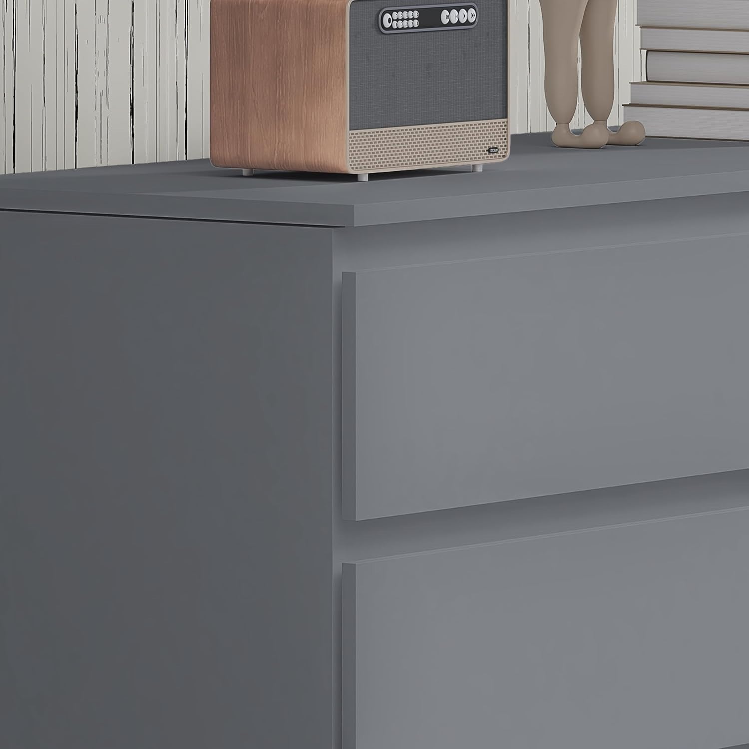 8 Drawer Chest of Drawers Grey Wide Storage Unit for Bedroom Clothes