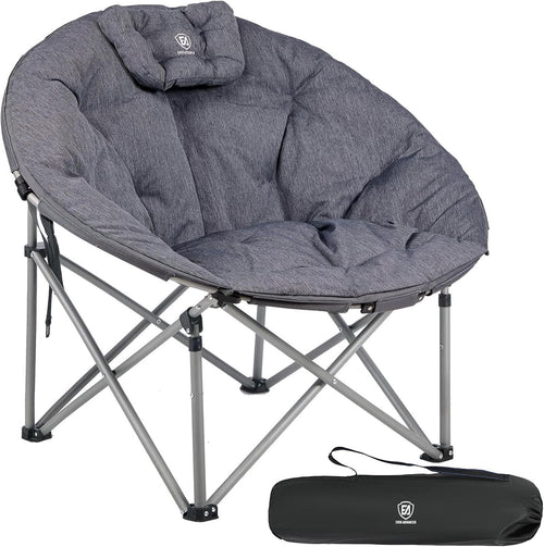 XL Padded Folding Camping Chair Heavy Duty 150KG Outdoor Garden Saucer Seat