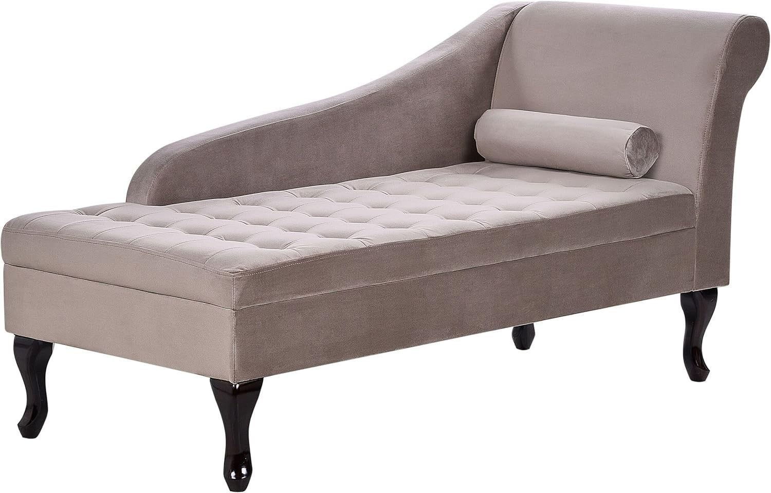 Velvet Chaise Lounge with Storage & Bolster Pillow, Elegant Indoor Sofa Seat