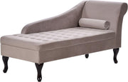 Velvet Chaise Lounge with Storage & Bolster Pillow, Elegant Indoor Sofa Seat