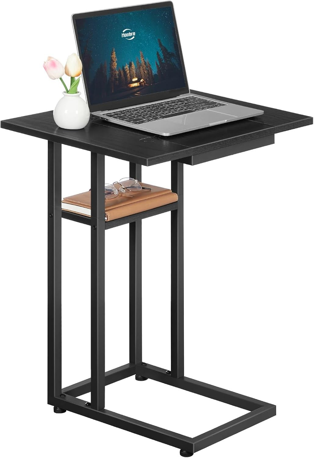 Foldable C-Shaped Side Table with Large Workspace – Laptop Snack Table