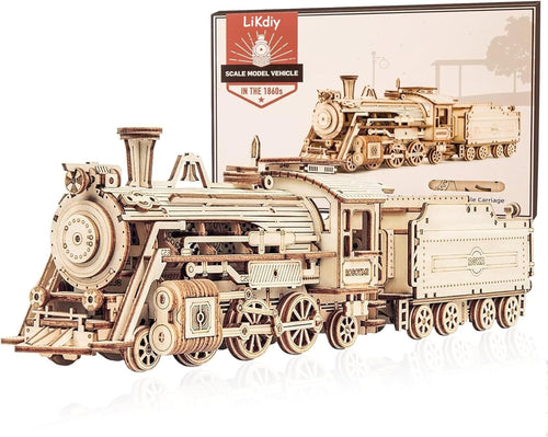 3D Wooden Steam Train Puzzle – DIY Model Kit for Adults, 20cm Display Gift