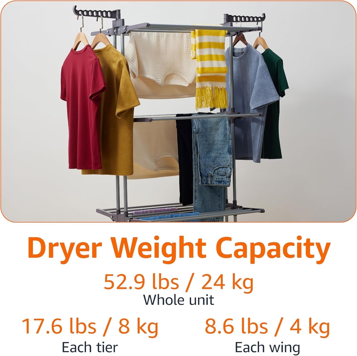 4 Tier Clothes Airer Adjustable Drying Rack Folding Wings Indoor Laundry Stand