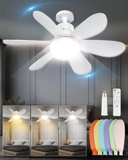 Socket Ceiling Fan Light, Dimmable LED, 3 Colors, 1700LM with Remote Control