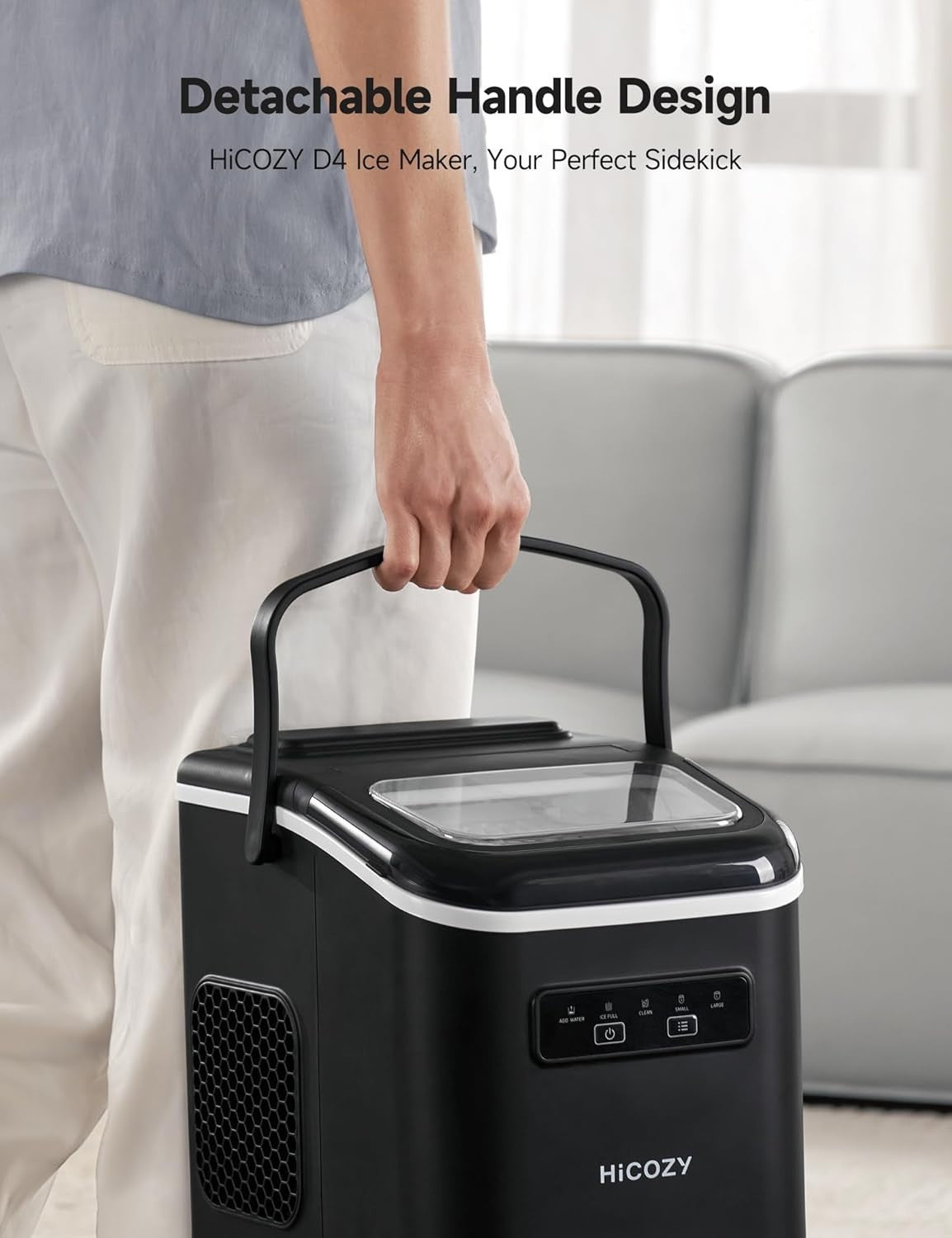 Portable Countertop Ice Maker 12kg Daily Fast Ice 6-Min Self Cleaning Handle