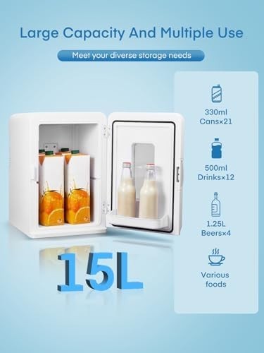 Mini Fridge 15L Portable Cooler & Warmer AC/DC Compact White