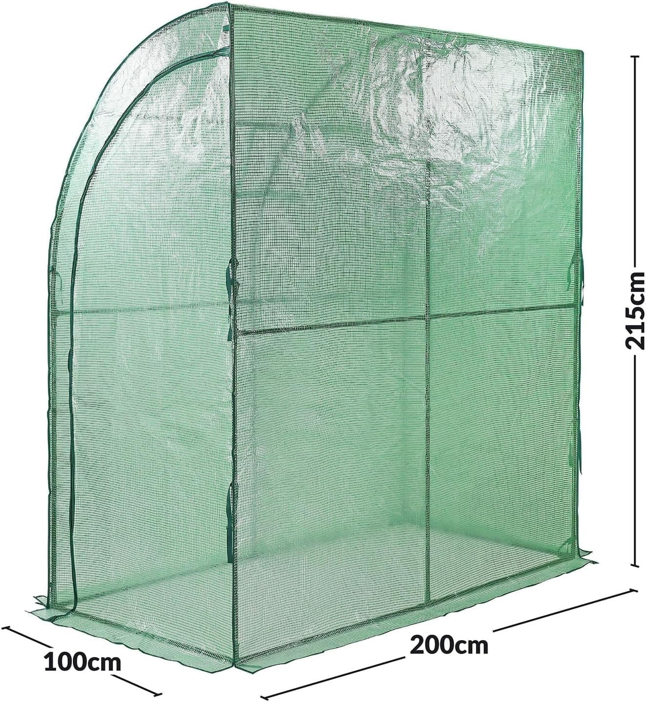 Heavy Duty Walk-In Lean-To Greenhouse 200x100x215cm PE Cover Tunnel