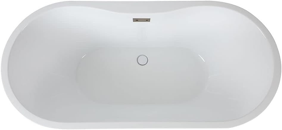 White Double Ended Freestanding Oval Bath 1800x750mm Nickel Waste Overflow