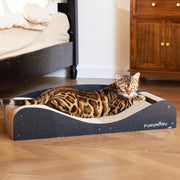 Extra Long Cat Scratcher Bed 74cm Cardboard Lounge w Felt & Ball Toy