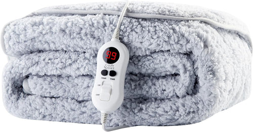 Heated Electric Throw Blanket Sherpa Fleece 9 Heat Grey 160x120cm