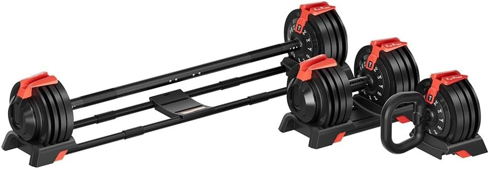 3-in-1 Adjustable Dumbbell Barbell Kettlebell Set 2–24KG Home Gym