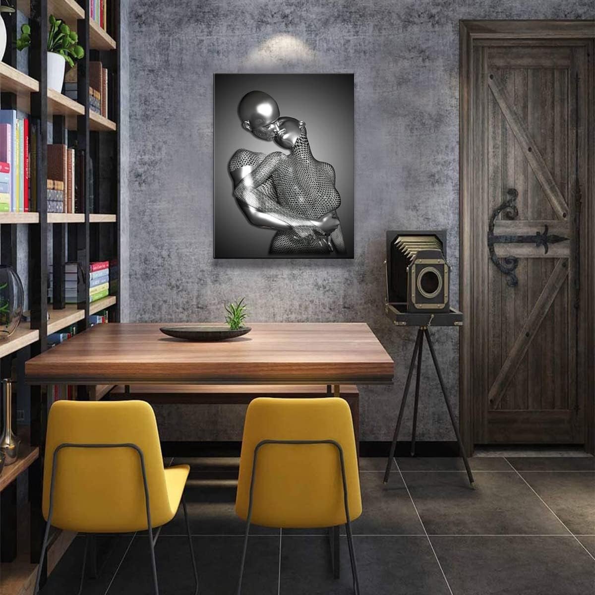 Grey Black 3D Love Heart Canvas Wall Art Set of 3