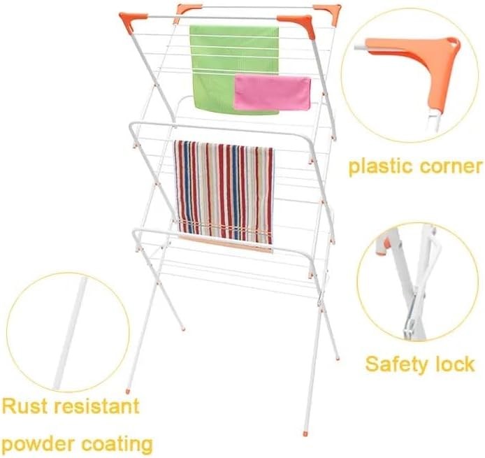 Clothes Airer 3 Tier Folding Drying Rack Alloy Steel Indoor Outdoor Laundry