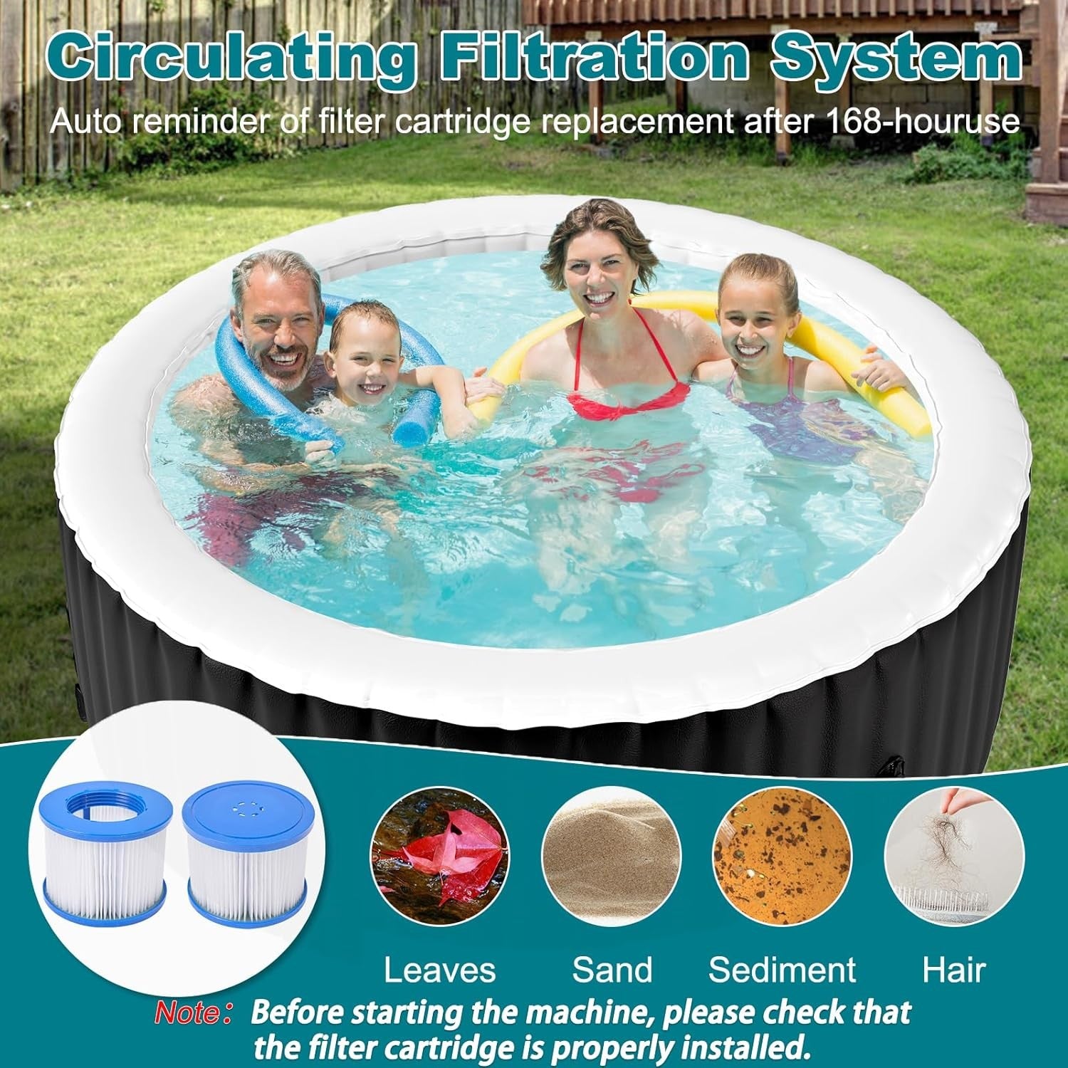 Inflatable Hot Tub Spa Heated Portable 2–4 Person Round Indoor Outdoor
