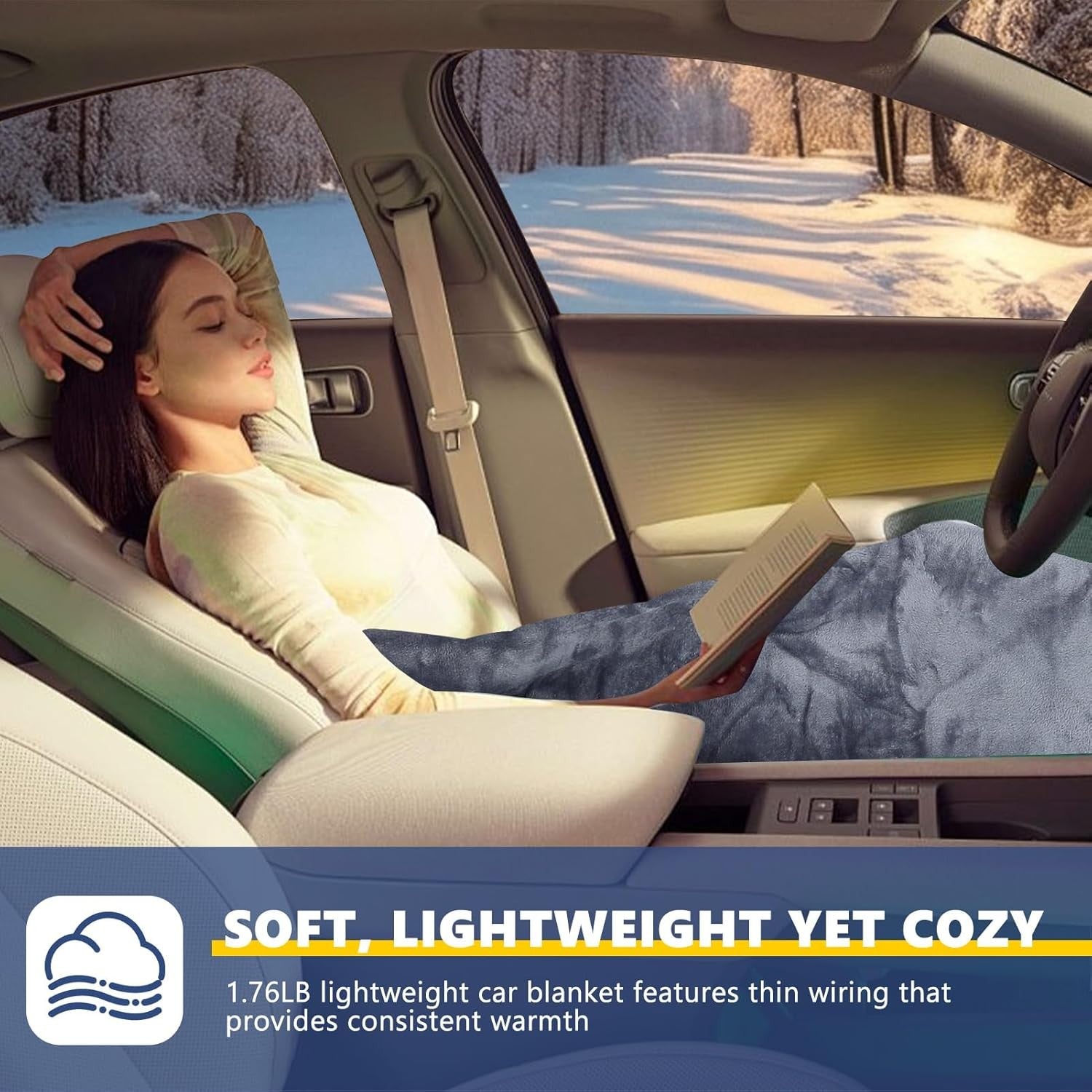 Electric Car Heated Blanket 12V 24V Travel Throw Timer Washable