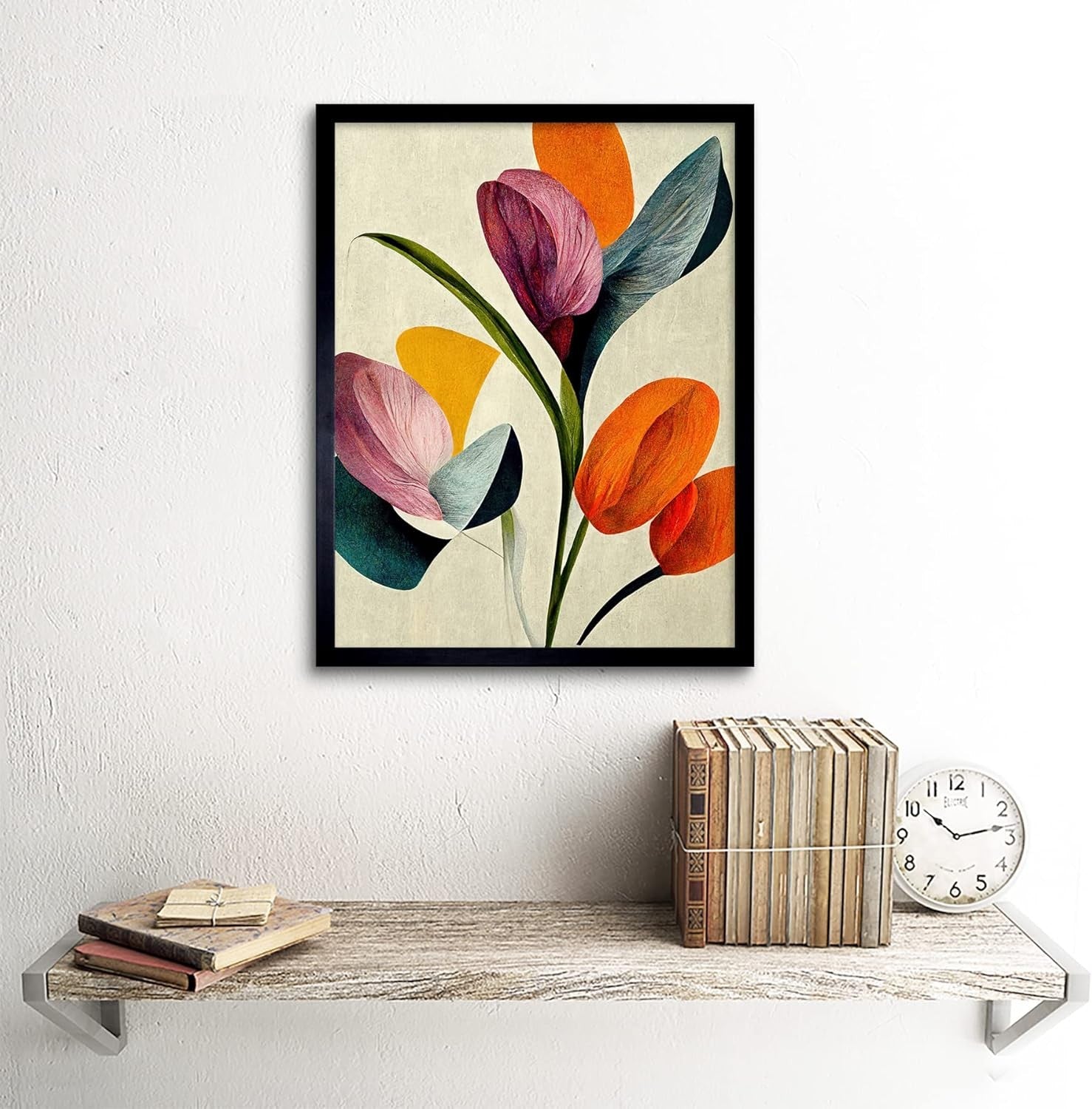 Abstract Floral Canvas Wall Art 12x16in Modern Boho Bouquet Print