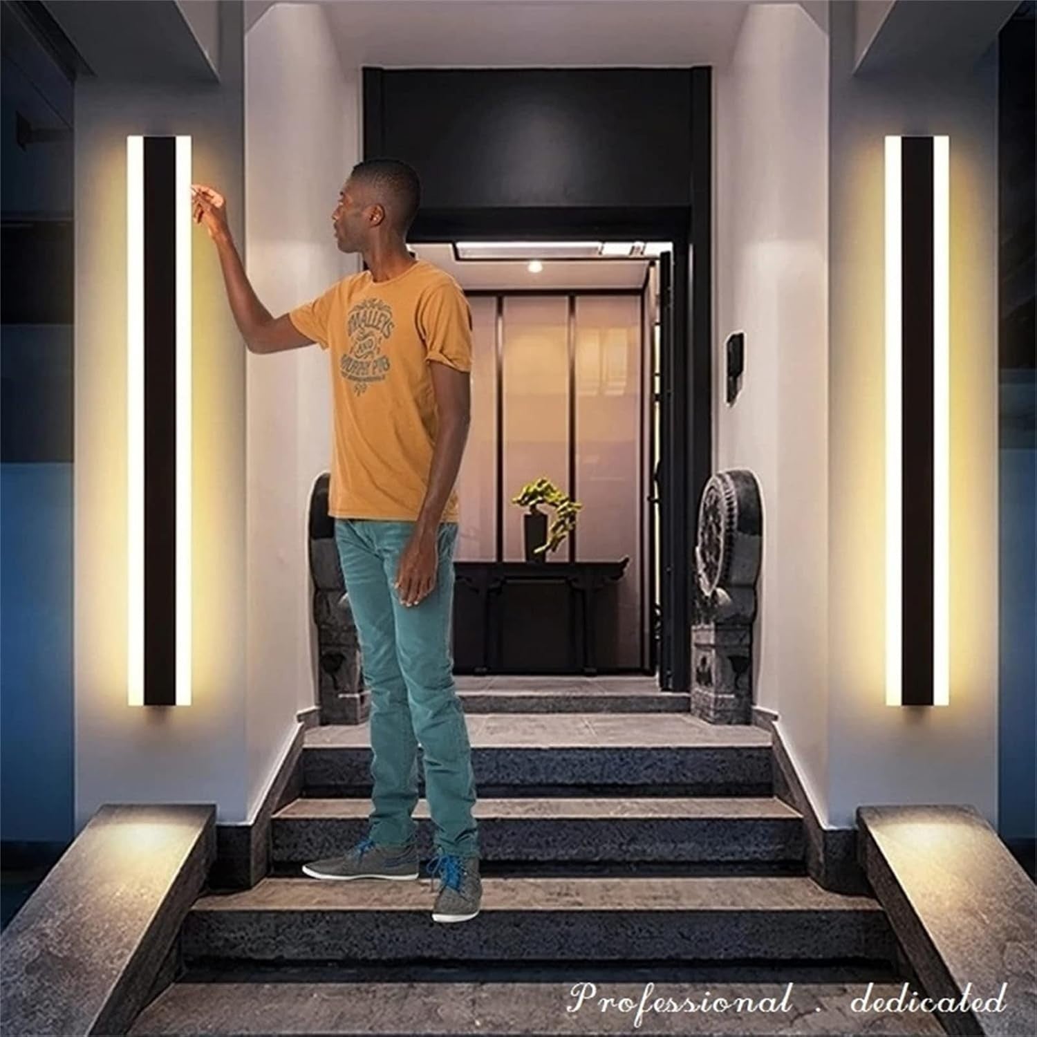 LED Outdoor Wall Light, 150CM Black Sconce, IP67 Waterproof, 3000K Warm White