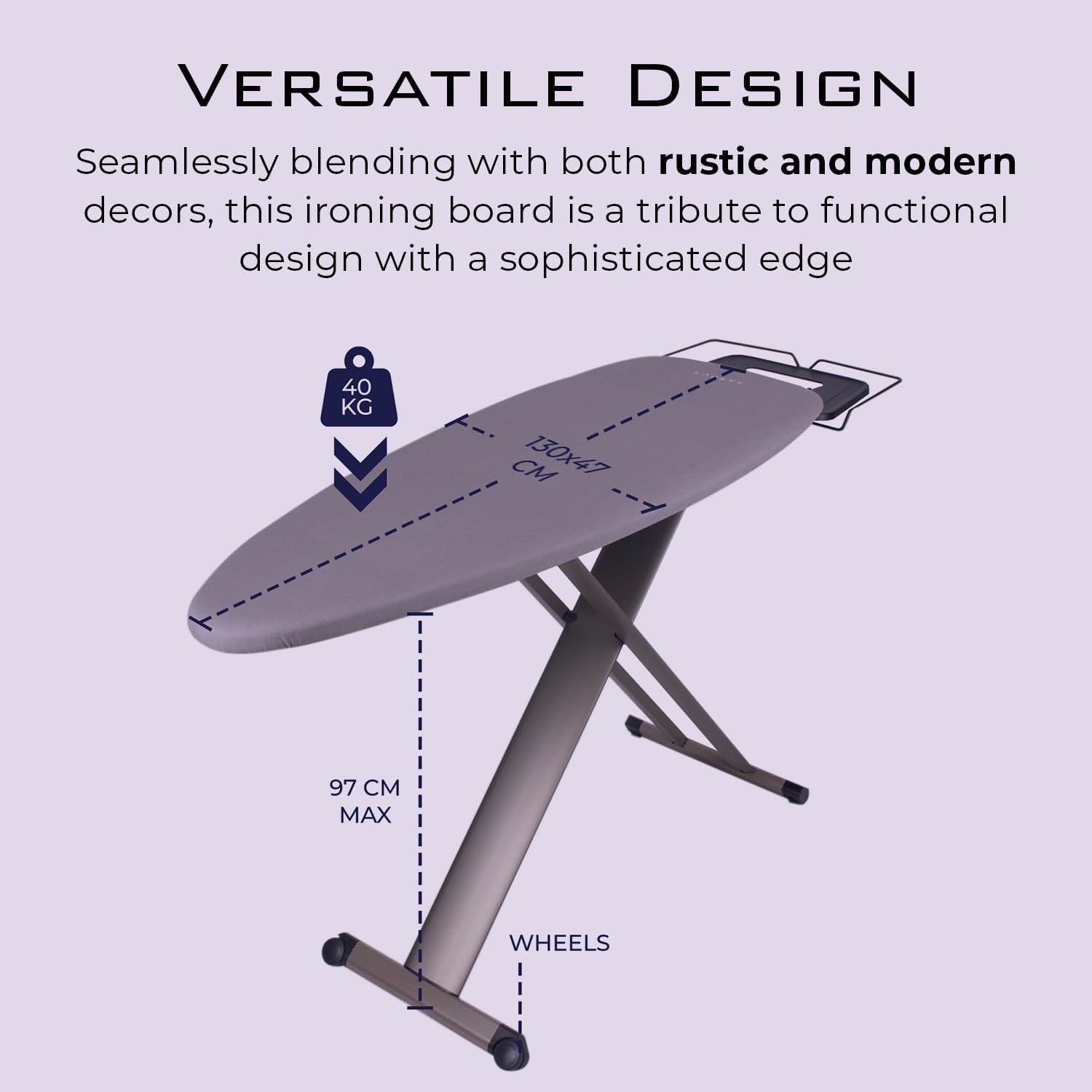 Extra Large Ironing Board Aluminium Legs Height Adjustable Iron Rest Grey