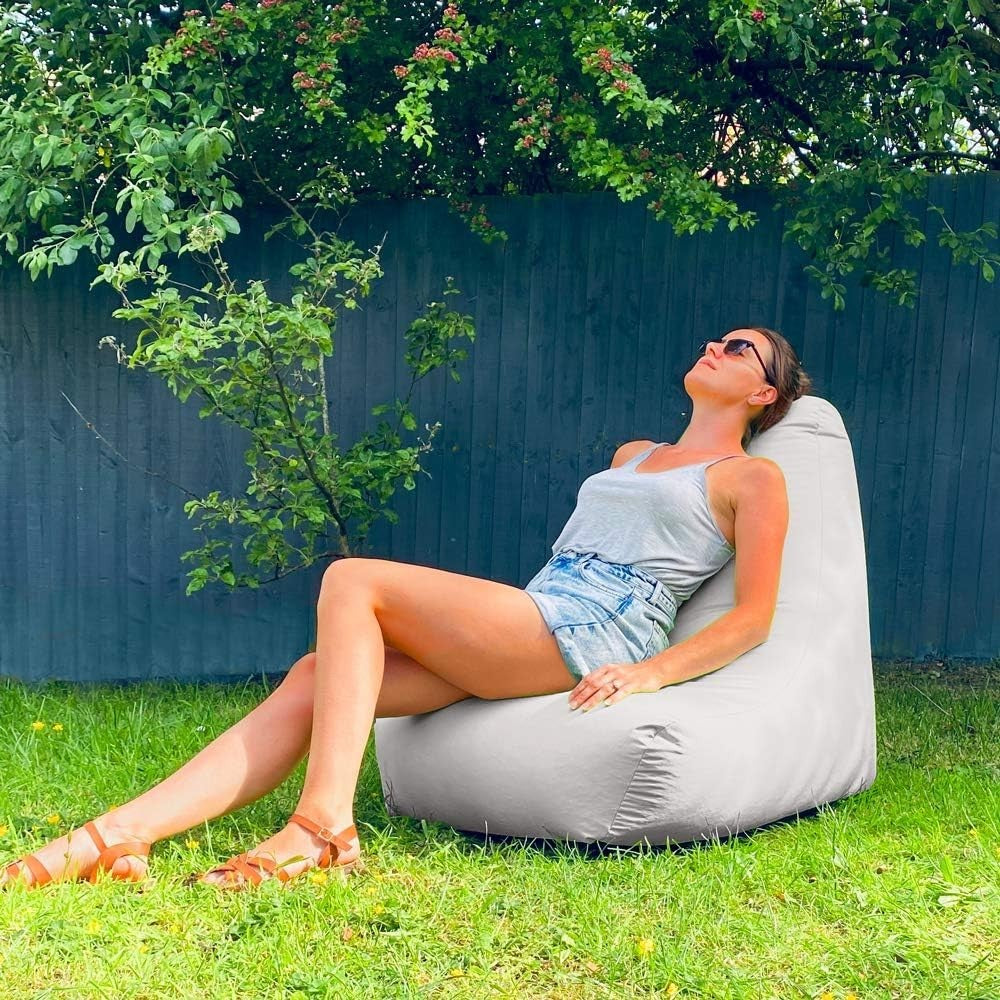 Large Waterproof Bean Bag Chair Indoor Outdoor Recliner Seat Grey Sofa