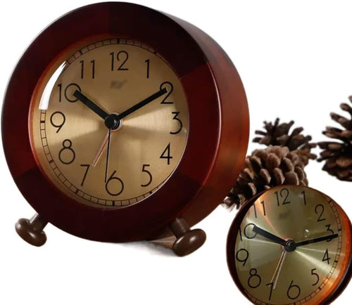 Silent Wooden Alarm Clock Night Light Small Bedside Clock for Heavy Sleepers