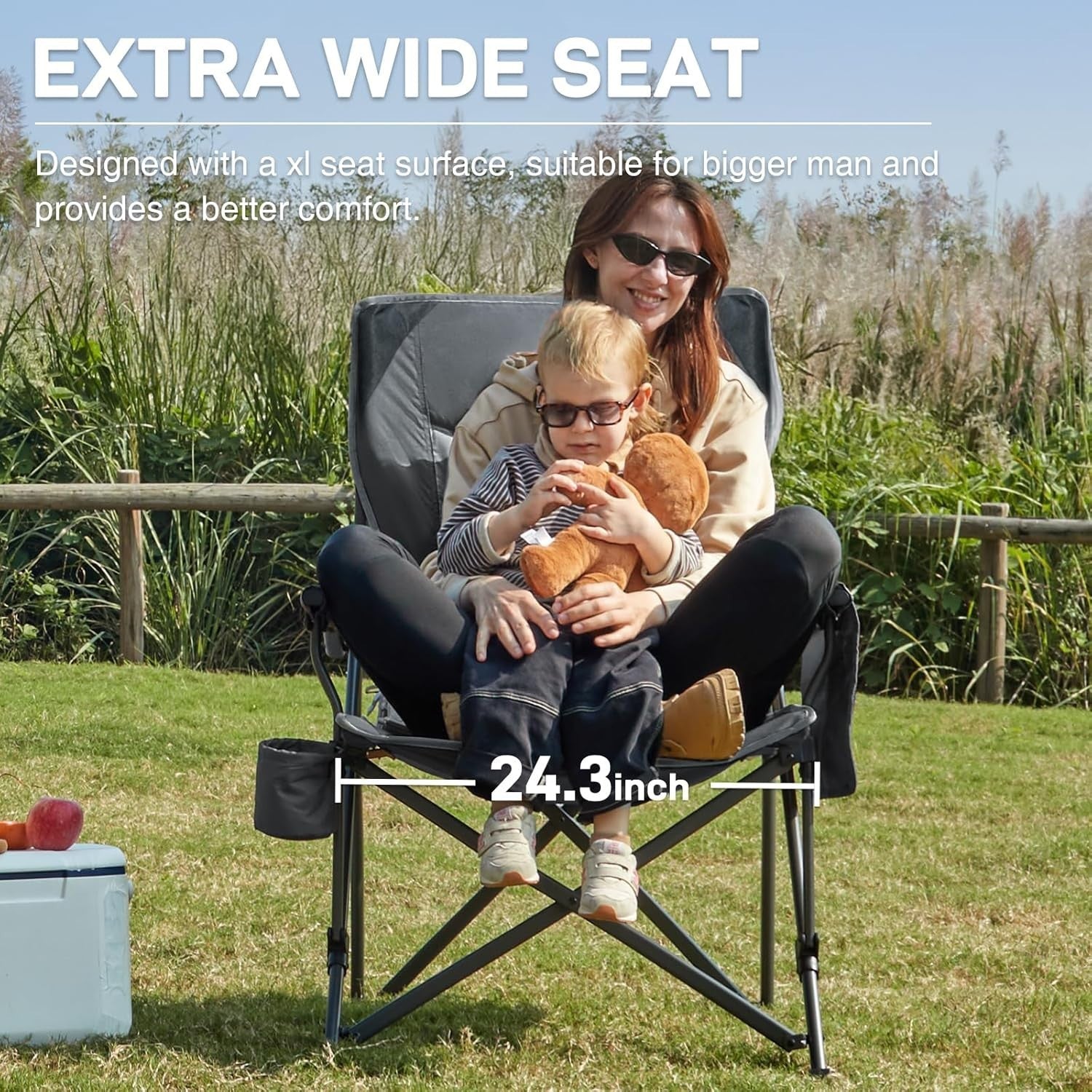 Heavy Duty Folding Camping Chair 230kg XXL Outdoor Seat w/ Cup Holder
