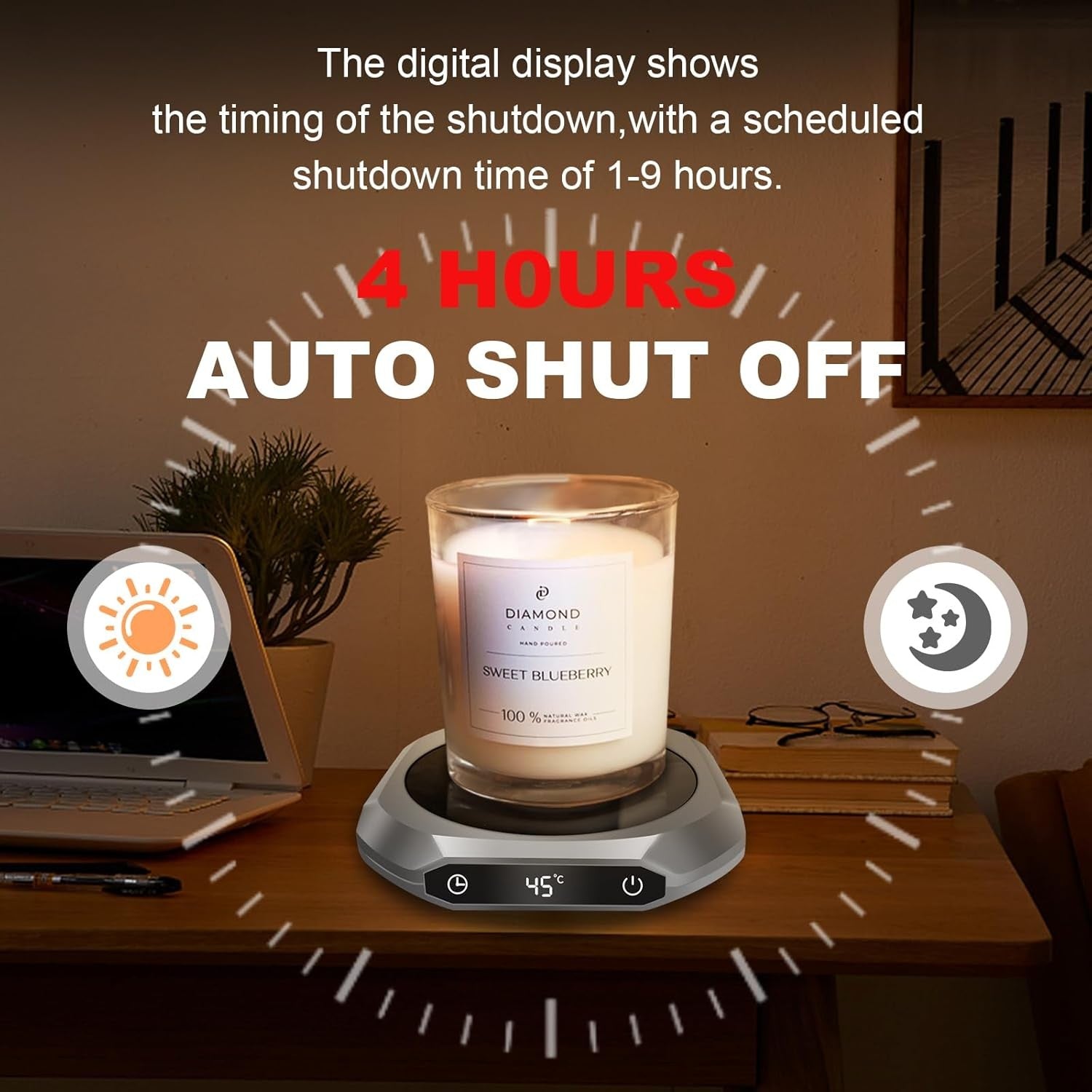 Coffee Mug Warmer 3 Temp Auto Shut Off Desk Heater Grey