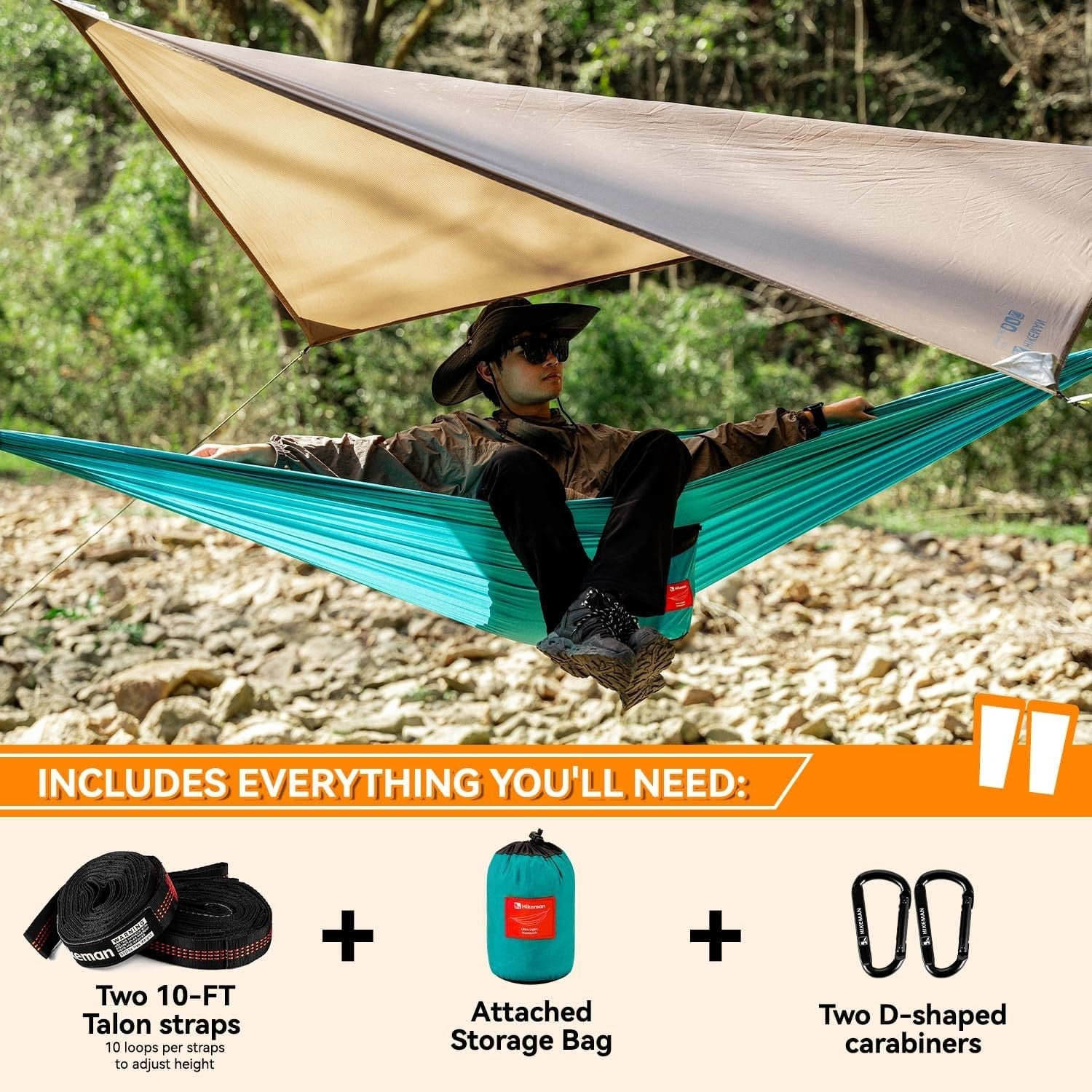 Lightweight Travel Hammock with Straps | Portable Outdoor Camping Bed
