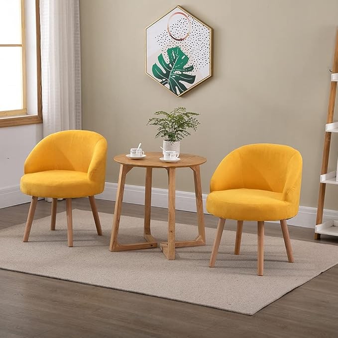 Set of 2 Yellow Accent Tub Chairs Small Lounge Sofa Upholstered Fabric