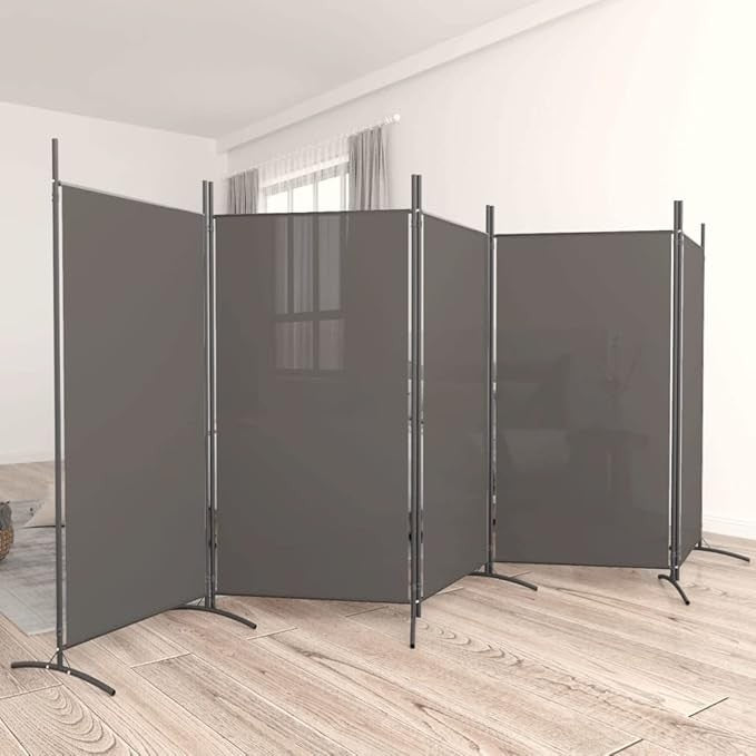 5 Panel Folding Room Divider Anthracite Privacy Screen 433x180cm Fabric