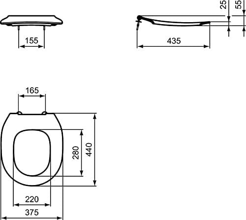 Heavy-Duty School Toilet Seat Ring Only Polypropylene 355mm Splash-Resistant