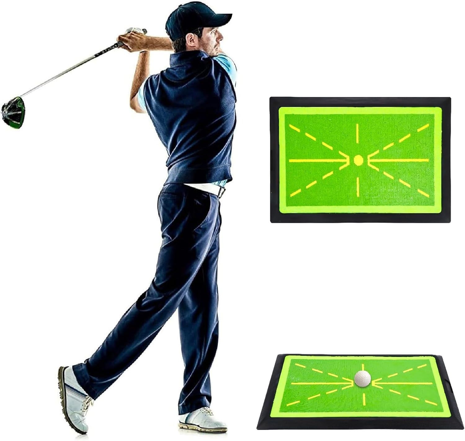 Golf Swing Training Mat Strike Pad Feedback Hitting Practice Aid Indoor Outdoor