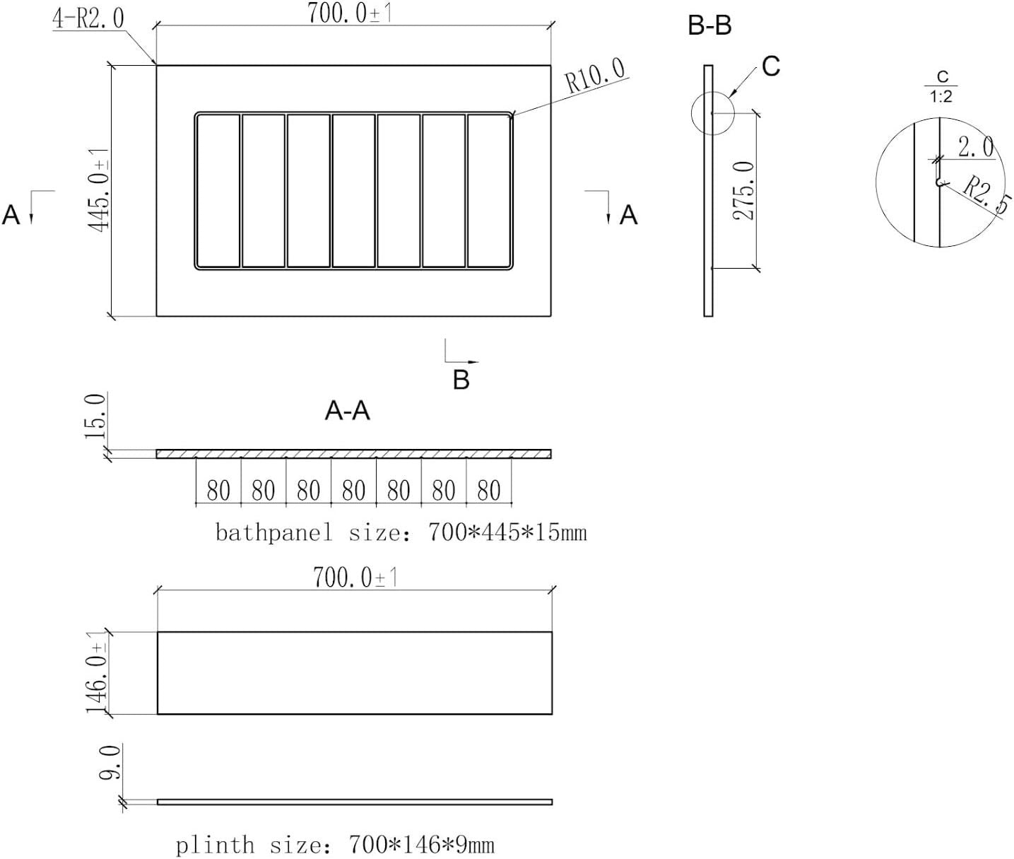 1700mm Side & 700mm End Grey Gloss MDF Bath Panels Tongue & Groove