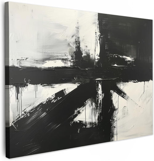 Black White Abstract Canvas Wall Art Modern Minimalist 80x60cm Home Decor