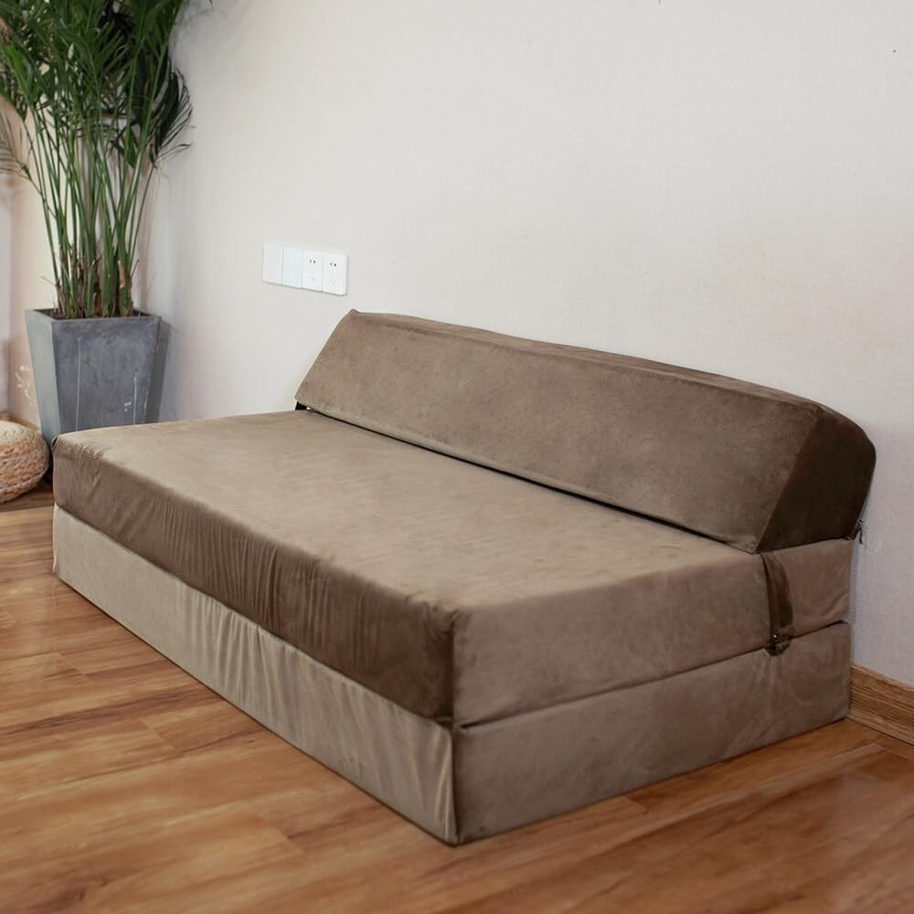 Double Fold Out Velvet Sofa Bed | Plush Foam Mattress | Space-Saving Z Bed