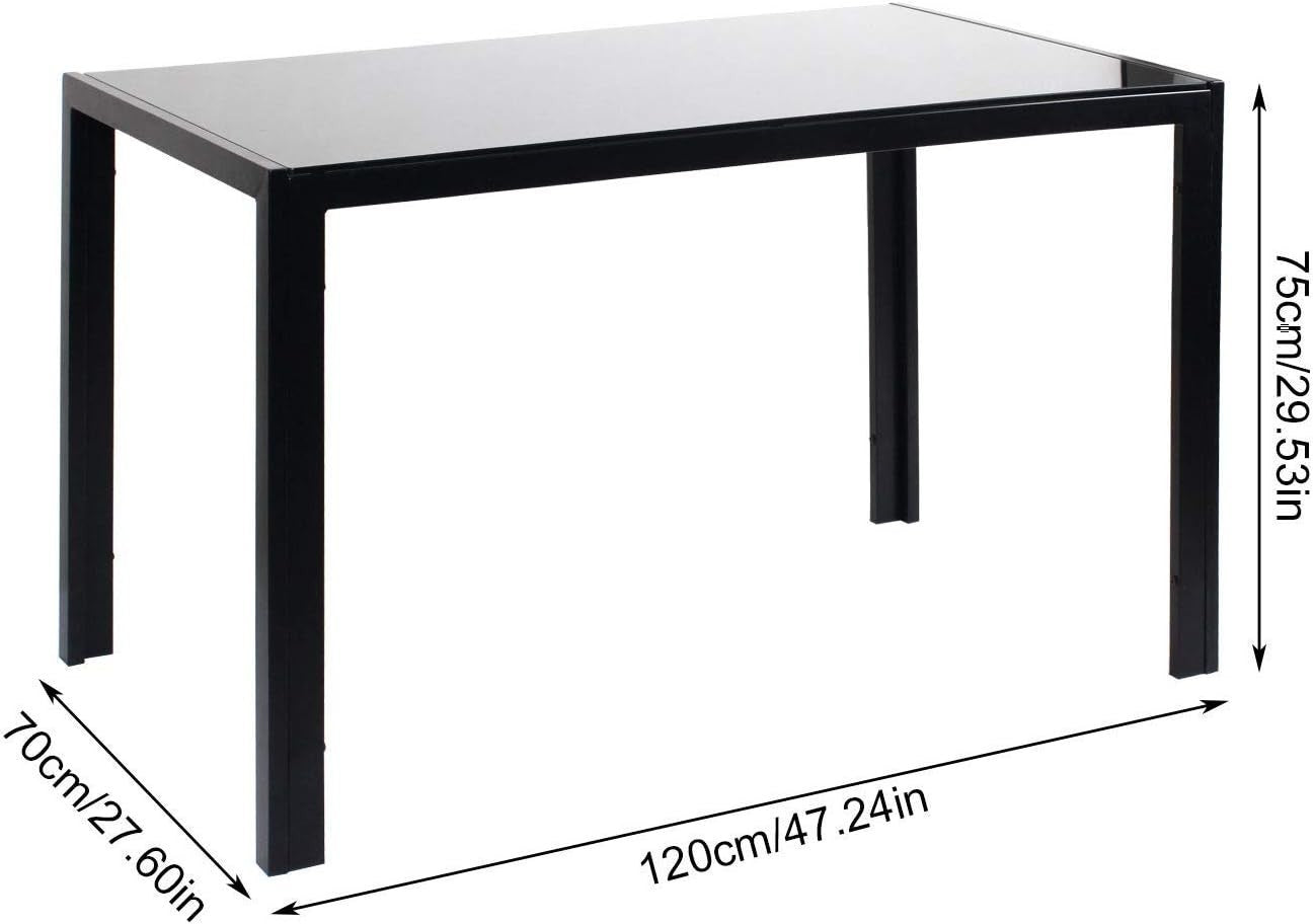Modern 4-Seater Glass Dining Table with Faux Leather Chairs Black