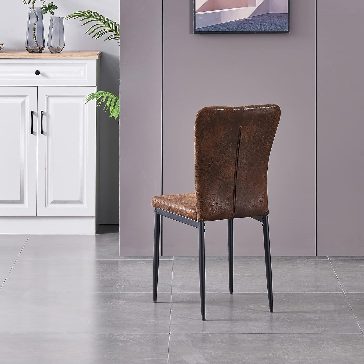 6 Seater Oak Dining Table & Suede Chairs Set | Modern Kitchen Furniture